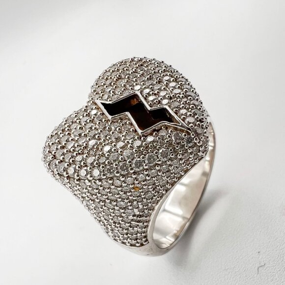 925 Sterling Sliver Moissanite Broken Heart Ring, 2.9ctw VVS Stones Hip Hop Jewe - Picture 2 of 9